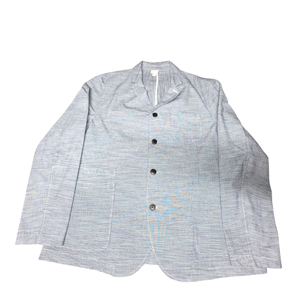 Merona Mens XL Blue Light Gray Cotton 4-Button Casual Blazer Chore Coat